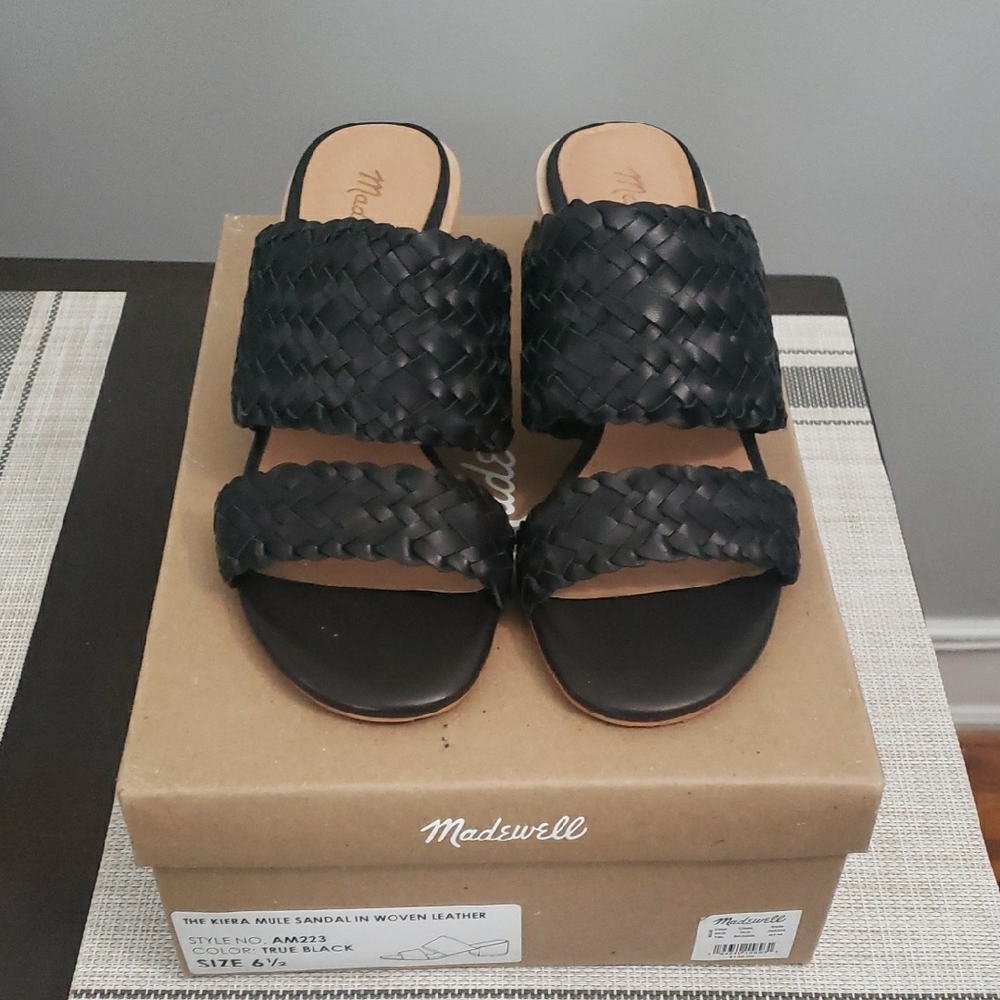Madewell Black Woven Sandals with Textured Straps